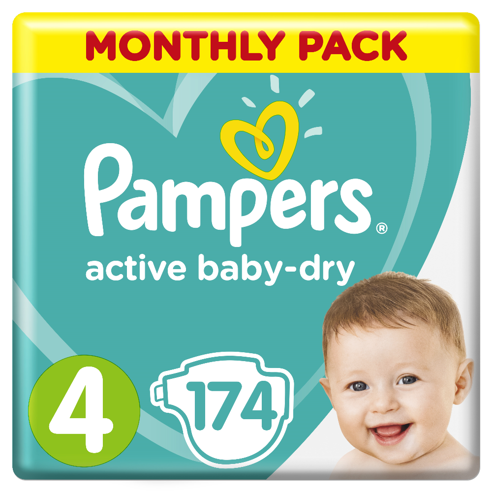 Подгузники детские «Pampers» Active Baby-Dry, размер 4, 9-14 кг, 174 шт