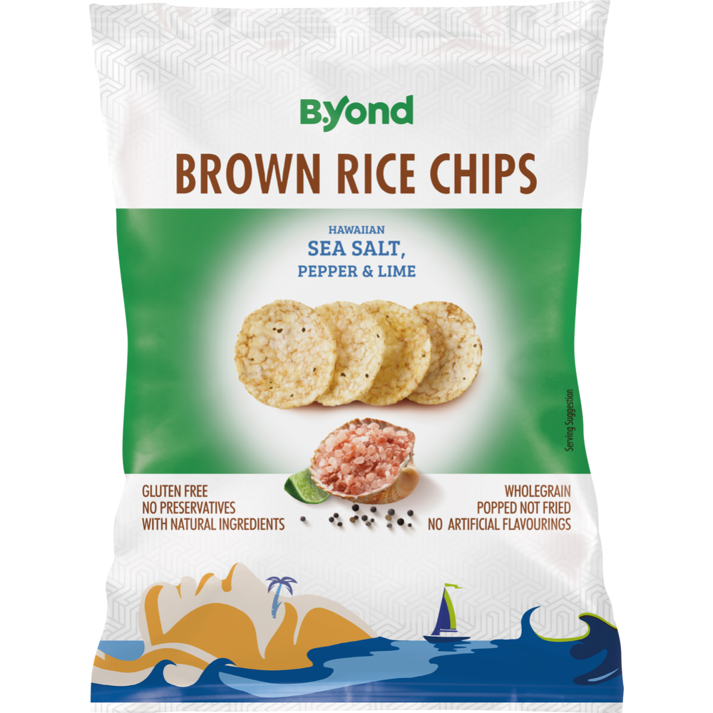 Чипсы «B.Yond» рисовые, гавайская морская соль, перец и лайм, 70 г
