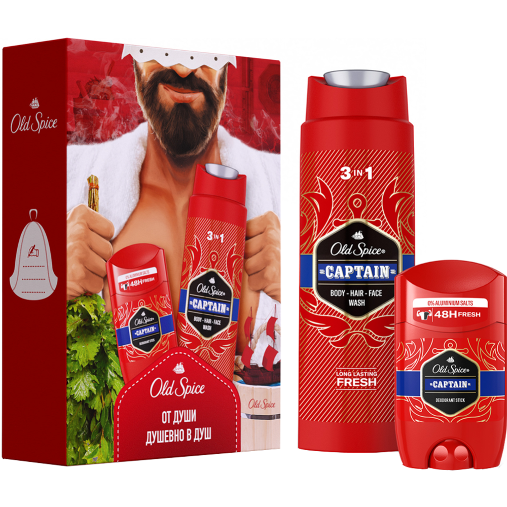 Набор «Old Spice» Captain, дезодорант-стик + гель для душа 3в1, 50+250 мл