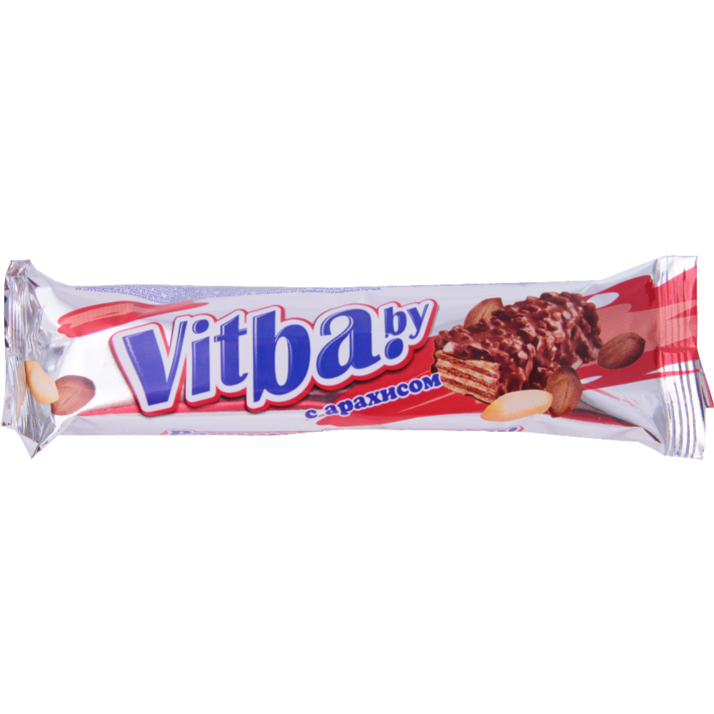 Ва­фель­ный ба­тон­чик «Vitba.by» с ара­хи­сом в мо­лоч­ной гла­зу­ри, 37 г