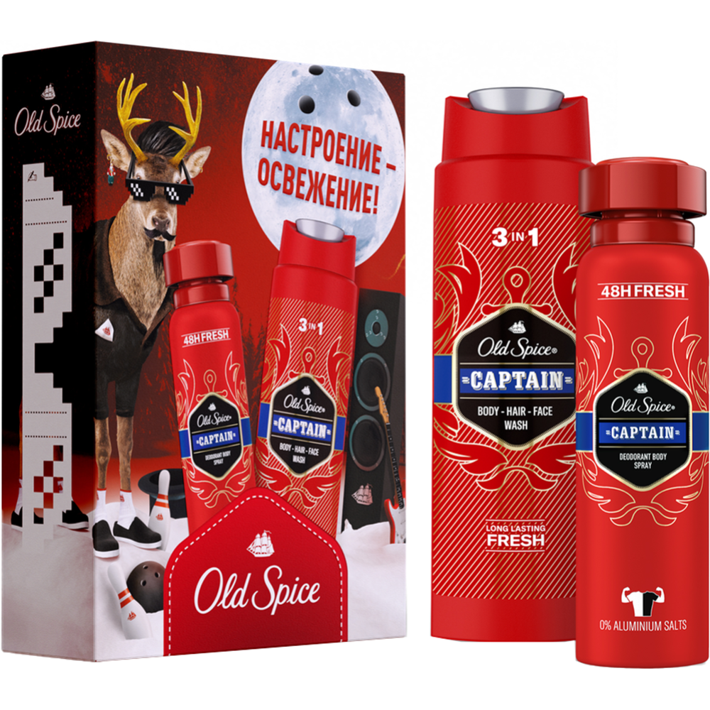 Набор «Old Spice» Captain, дезодорант-спрей + гель для душа 3в1, 150+250 мл #5