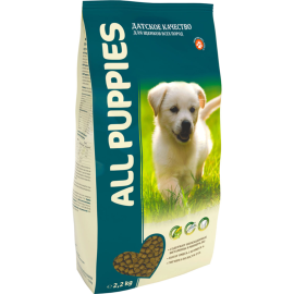 Корм для щенков «All Puppies» Полнорационный, рыба/злаки/мясо, 2.2 кг