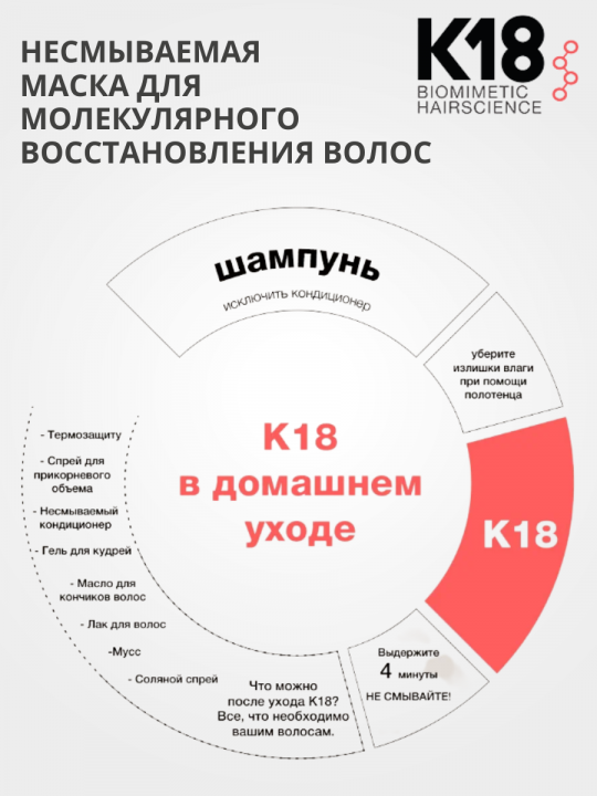 K18 Маска для восстановления волос, 5 мл