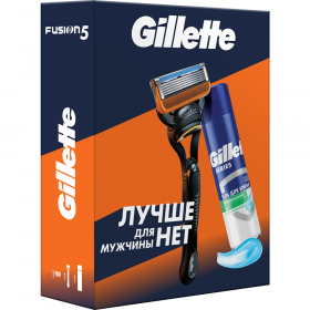 Набор бритва Gillette Fusion + гель для бритья Для чув­стви­тель­ной кожи алоэ, 200 мл