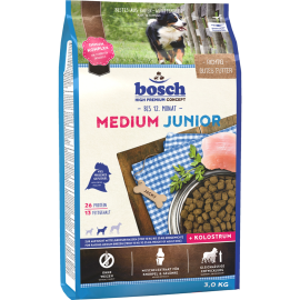 Корм для щенков «Bosch Petfood» Medium Junior, птица/злаки/рис, 3 кг