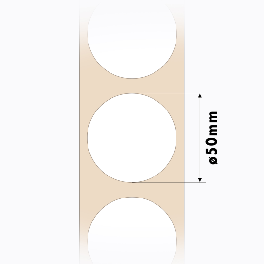 Набор 10 рулонов круглых самоклеящихся наклеек D50 мм., цвет белый.
