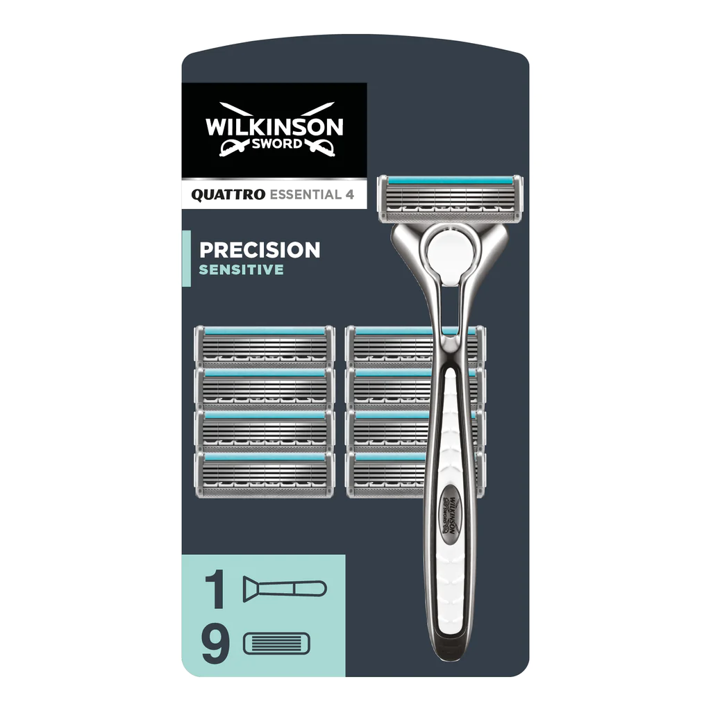 Бритва / станок для бритья муж­ской Wilkinson Sword / Schick Quattro Titanium Essential Precision Sensitive с 9 кассетами