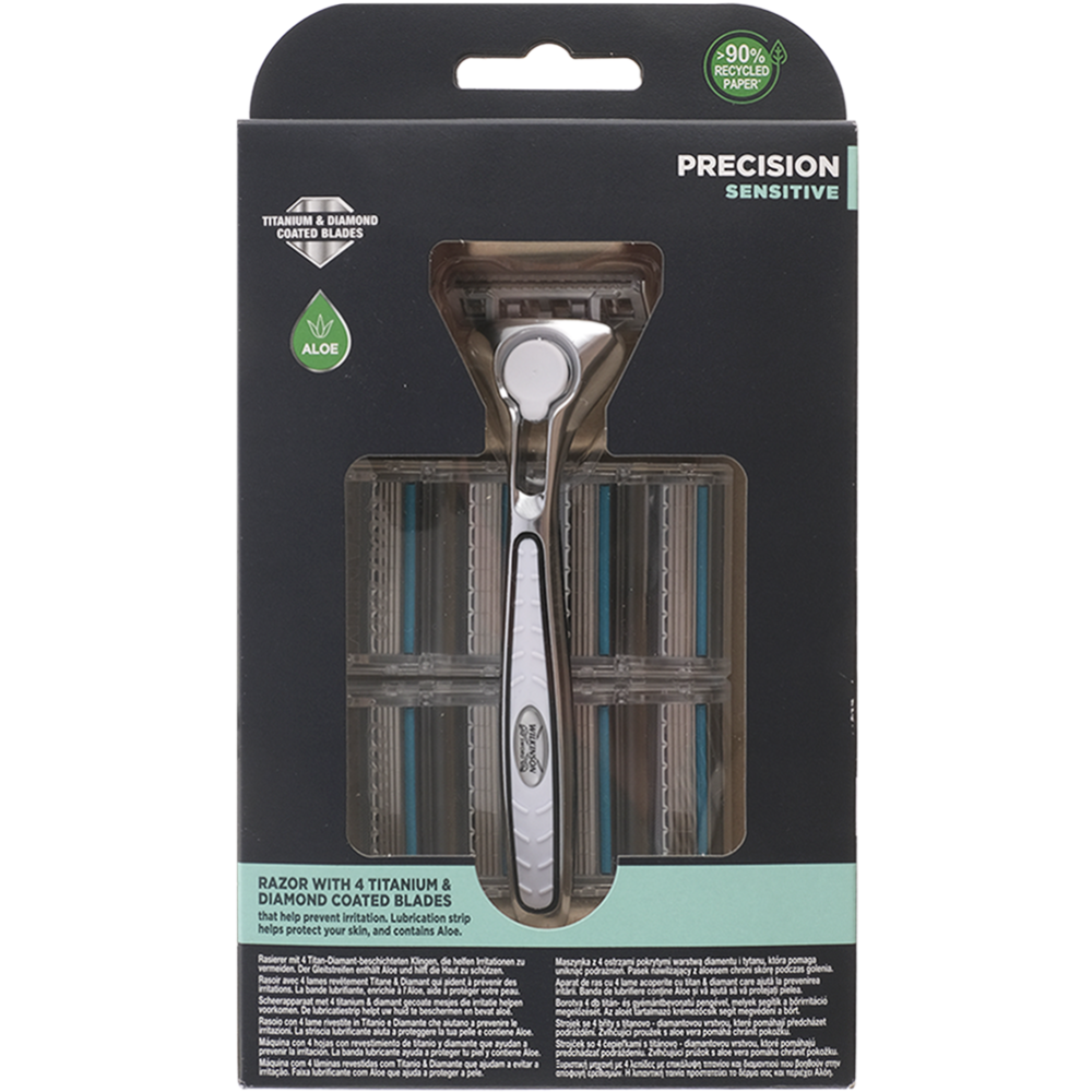 Бритва / станок для бритья муж­ской Wilkinson Sword / Schick Quattro Titanium Essential Precision Sensitive с 9 кассетами