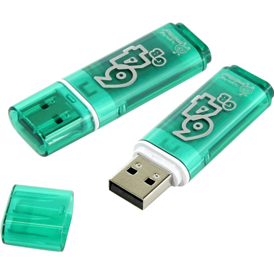 USB-накопитель «Smartbuy» 64Gb Glossy series Green USB 2.0 Flash Drive, SB64GBGS-G