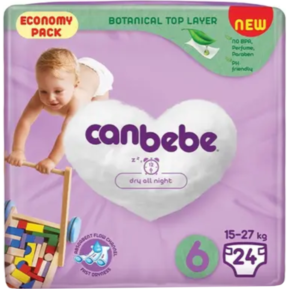 Подгузники детские «Canbebe» размер 6, 15-27 кг, 24 шт
