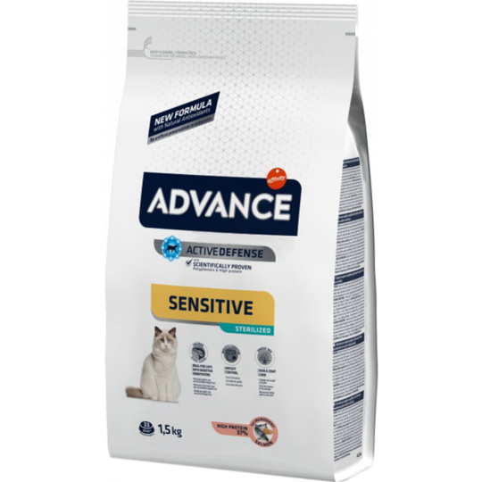 Корм для кошек «Advance» Sterilized Sensitive, с лососем, 1.5 кг