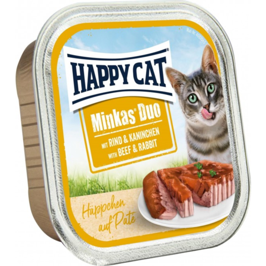 Паштет для кошек «Happy Cat» Minkas DUO, 70760, говядина/кролик, 100 г