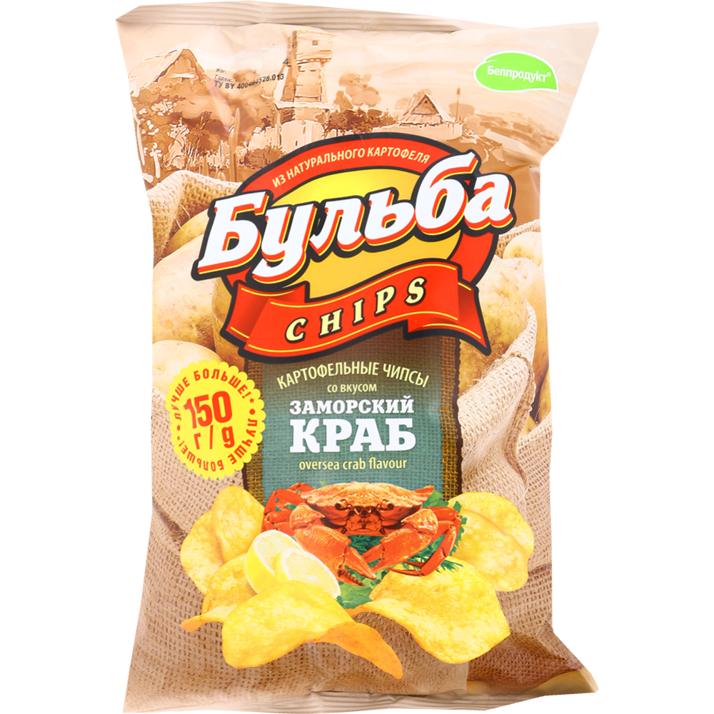 Чипсы кар­то­фель­ные «Буль­ба Chips» за­мор­ский краб, 150 г