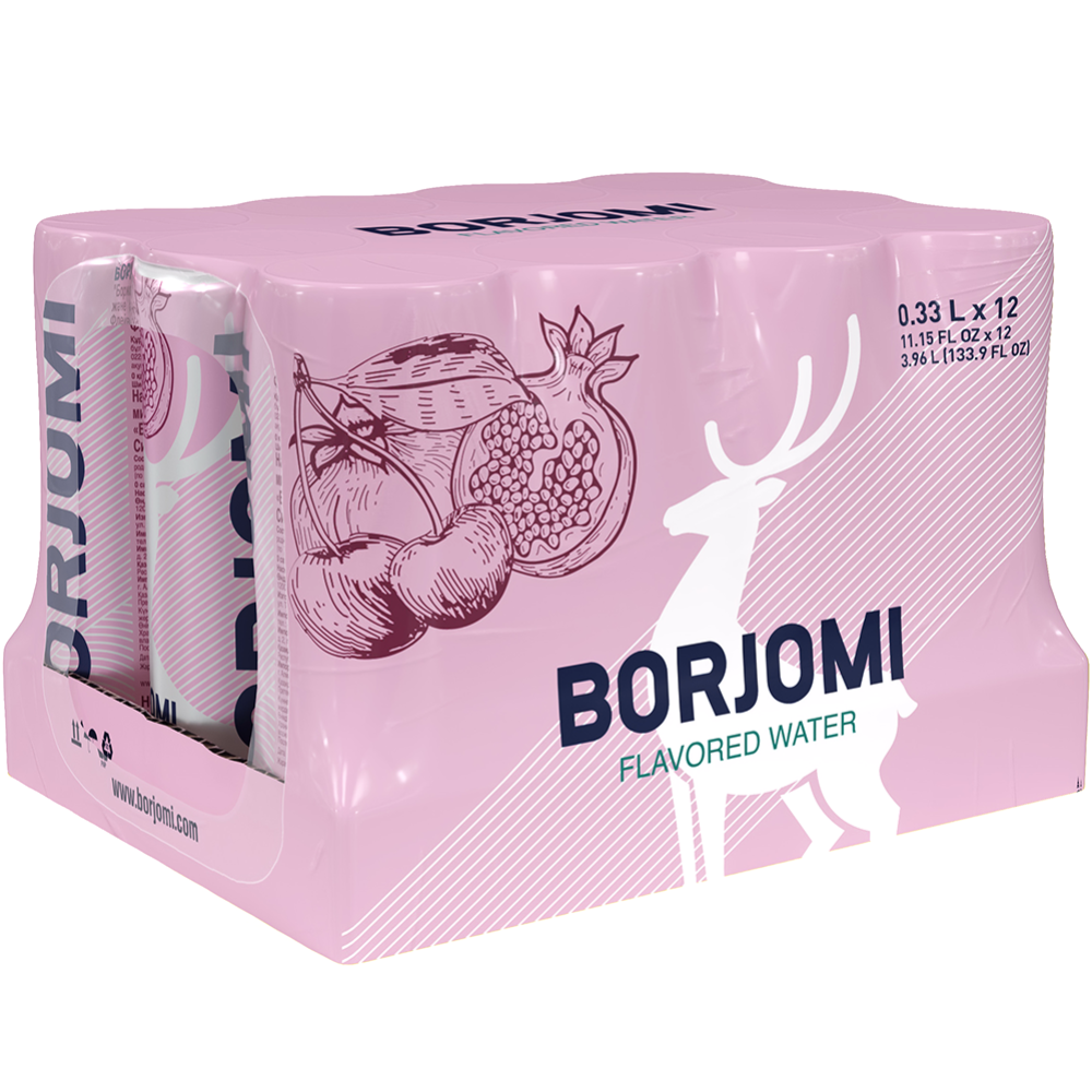 Вода минеральная «Borjomi» Flavored, газированная, вишня-гранат, 0.33 л