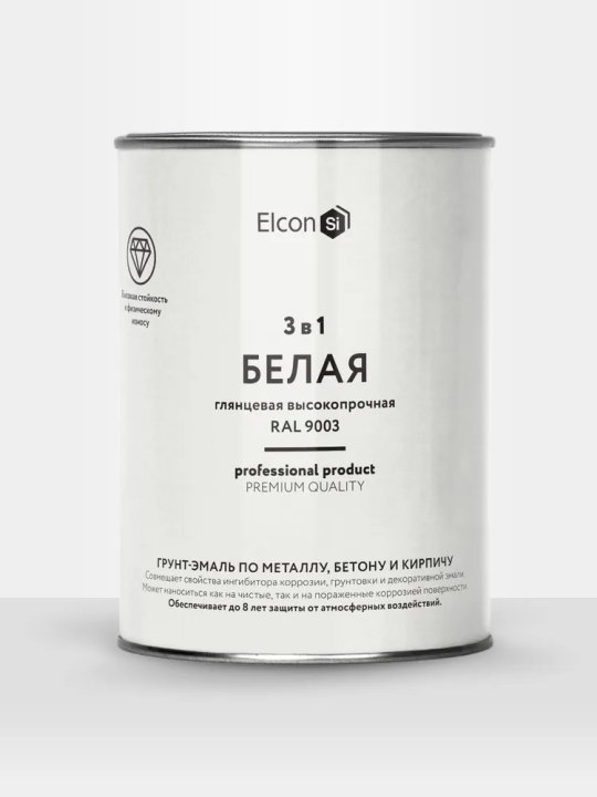 Грунт-эмаль Elcon 3в1 глянцевая белая RAL 9003 0,8 кг