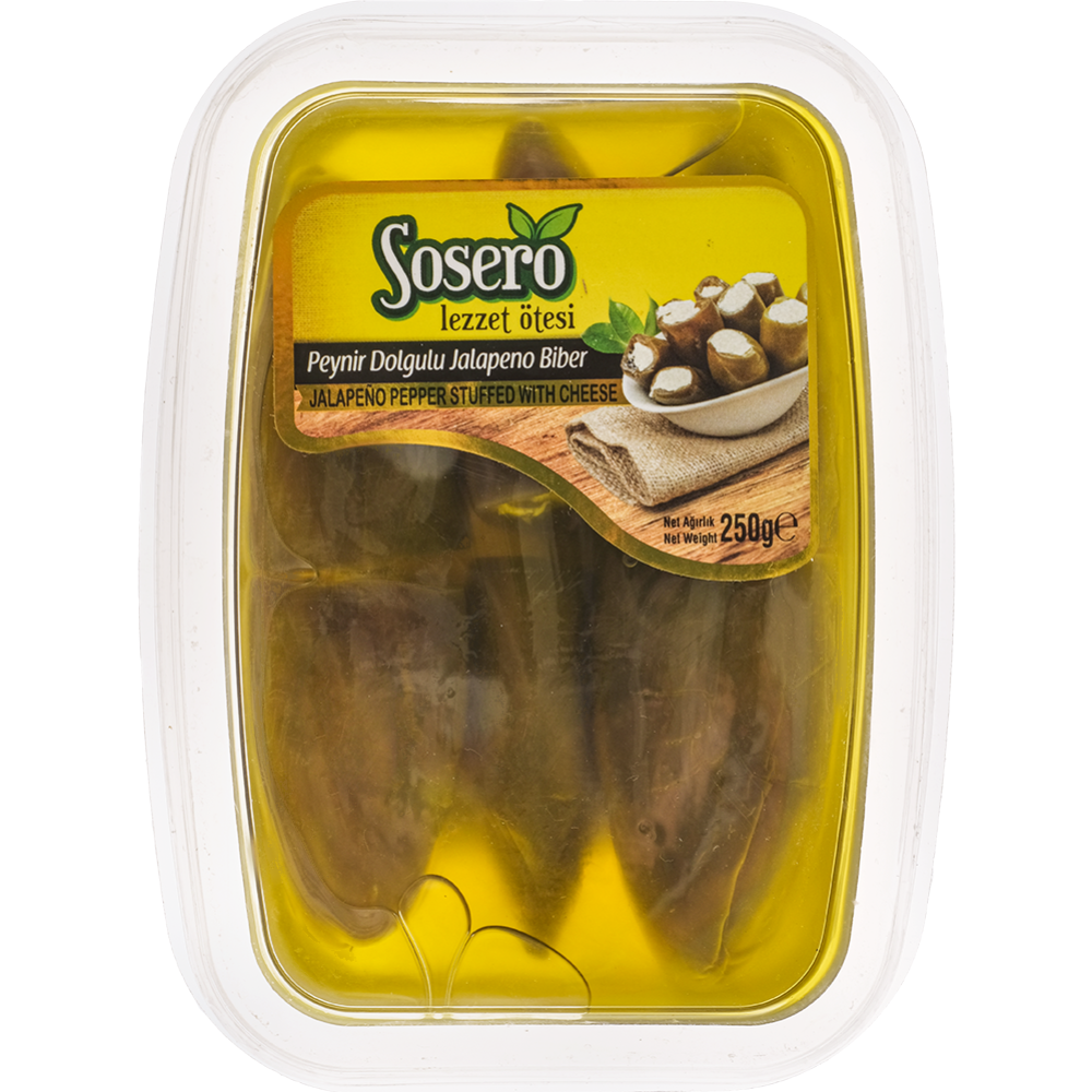 Перец халапеньо «Sosero» фаршированный сыром, в масле, 250 г #0