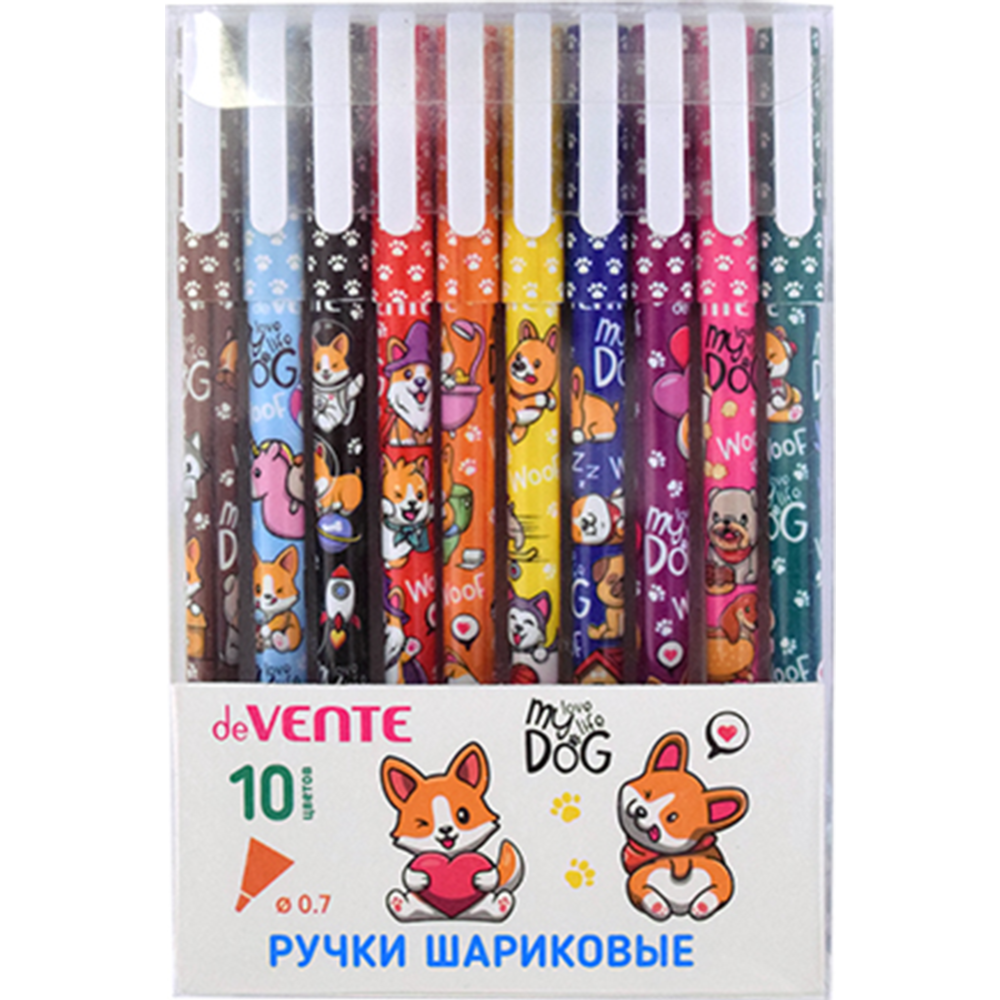 Набор шариковых ручек «deVente» Собачьи истории, 5073118, 10 цветов